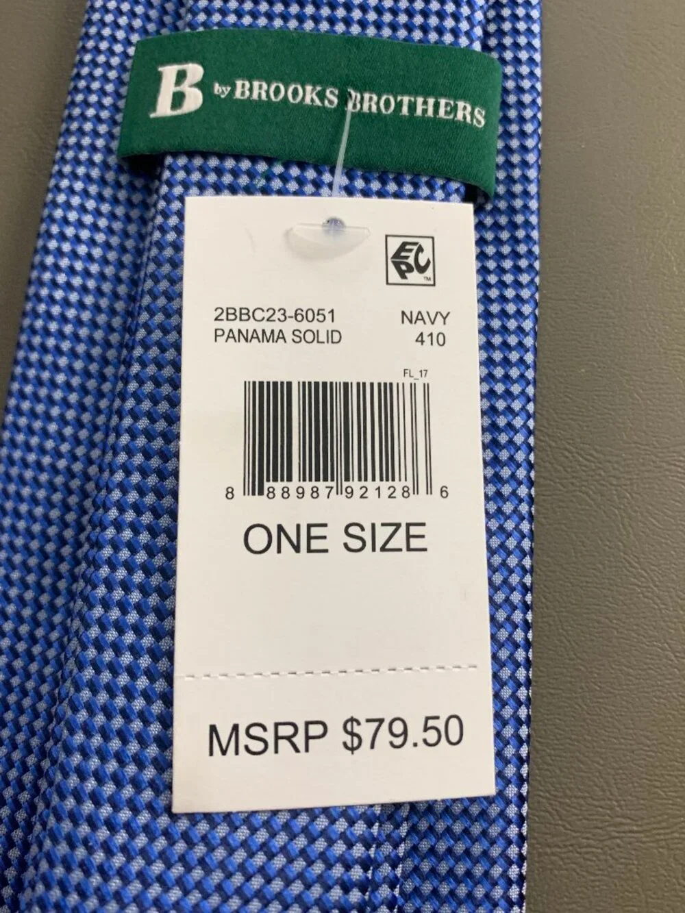 B by Brooks Brothers Men's 3.25'' Silk Blend Neck Tie, Blue Panama Solid